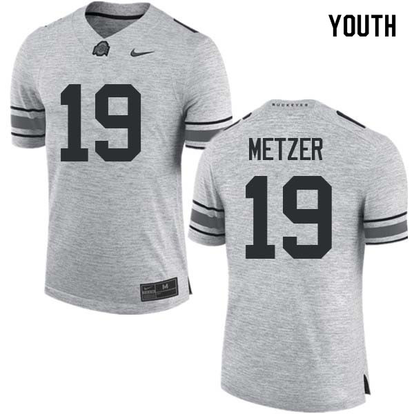 Youth #19 Jake Metzer Ohio State Buckeyes College Football Jerseys Sale-Gray